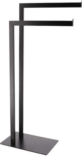 Eurocasa Double Floor Standing Bathroom Freestanding Towel Rack ​40x81cm Black