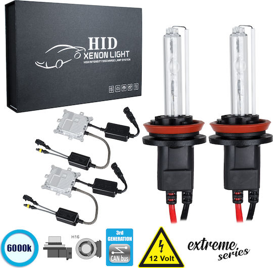 GloboStar Car Xenon Kit Extreme Series H16 CAN Bus 110W 9-16V 6000K Cold White