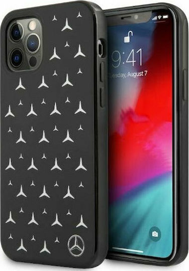 Mercedes-Benz Silver Stars Pattern Back Cover Πλαστικό Μαύρο (iPhone 12 / 12 Pro)