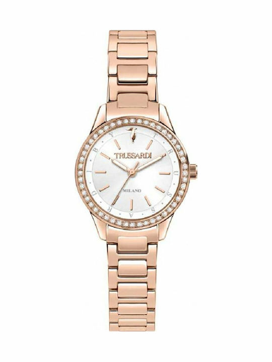 Trussardi T-Sky Damen Uhr mit Rose Gold Metallarmband