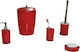 Eurocasa 26, 28, 017, 31, 32 Plastic Bathroom Accessory Set Red 5pcs