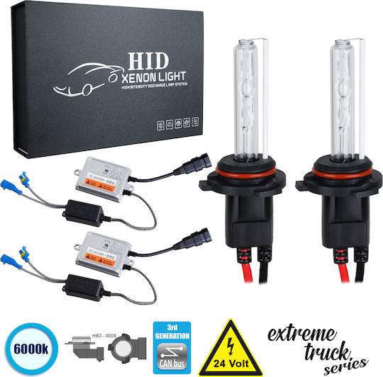 GloboStar Truck Xenon Kit Extreme Truck Series HB3-9005 CAN Bus 110W 24V 6000K Cold White