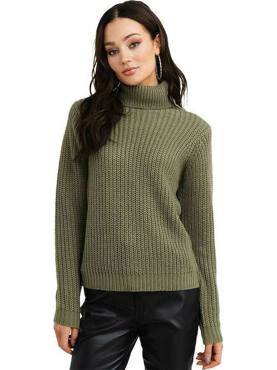 Women's Long Sleeve Sweater Turtleneck Green