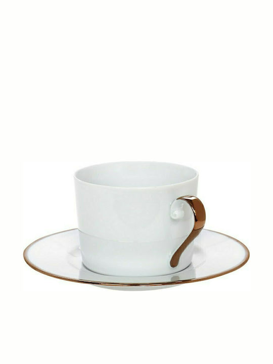 Cryspo Trio Elegant Porcelain Tea Cup Set 250ml Rose Gold