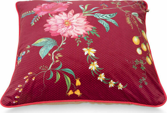 PiP Studio Μαξιλάρι Καναπέ Fleur Grandeur από Βελούδο Κόκκινο 60x60εκ.