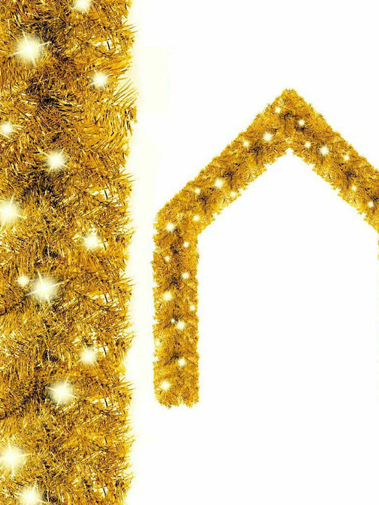 vidaXL Crăciun Ghirlande Iluminată Plastică Auriu 500cm 1buc Aurii 5m cu lumini LED
