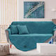 Beauty Home Ριχτάρι Τετραθέσιου Καναπέ Βελουτέ 180x350εκ. Πετρόλ 8406ΤΕΤ