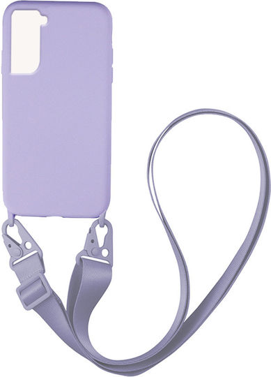 Sonique Carryhang Liquid Strap Umschlag Rückseite Silikon 0.5mm mit Band Flieder (Galaxy S21 5G)