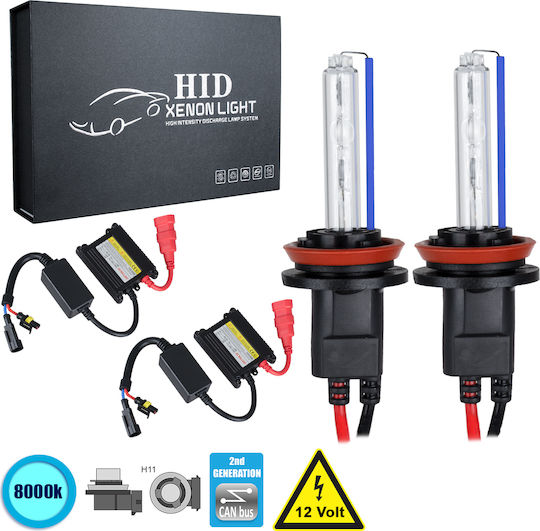 GloboStar Car and Motorcycle Lamps H11 Canbus Xenon 8000K Cold White 9-16V 70W 2 Pieces