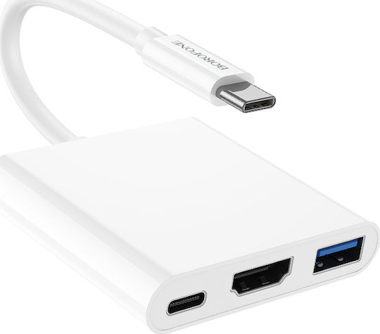 Borofone DH4 USB-C Docking Station mit HDMI 4K PD Weiß