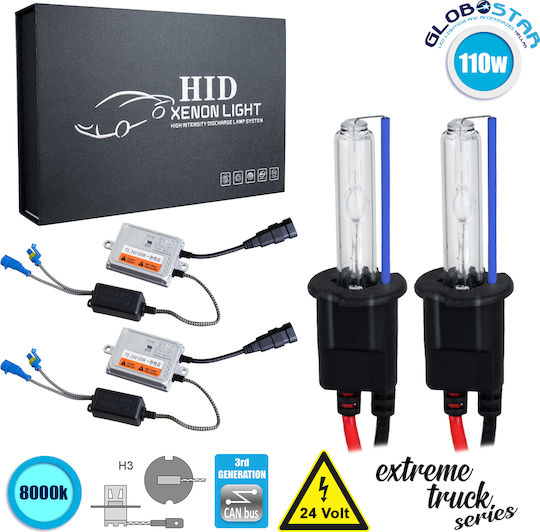 GloboStar Truck Xenon Kit Extreme Truck Series H3 CAN Bus 110W 24V 8000K Cold White