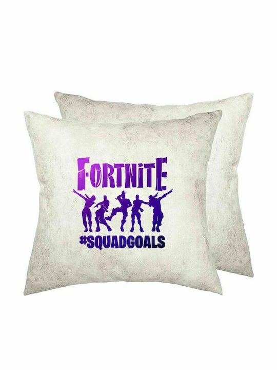 Fortnite #squadgoals, Pernă de canapea din piele artificială gri 40x40cm cu umplutură