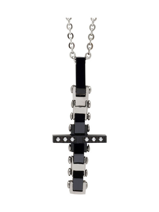 Men's Cross from Steel with Chain