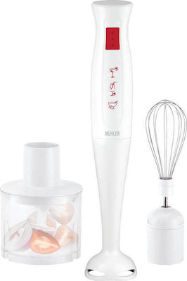 Muhler Κόκκινο Hand Blender with Plastic Rod 400W White