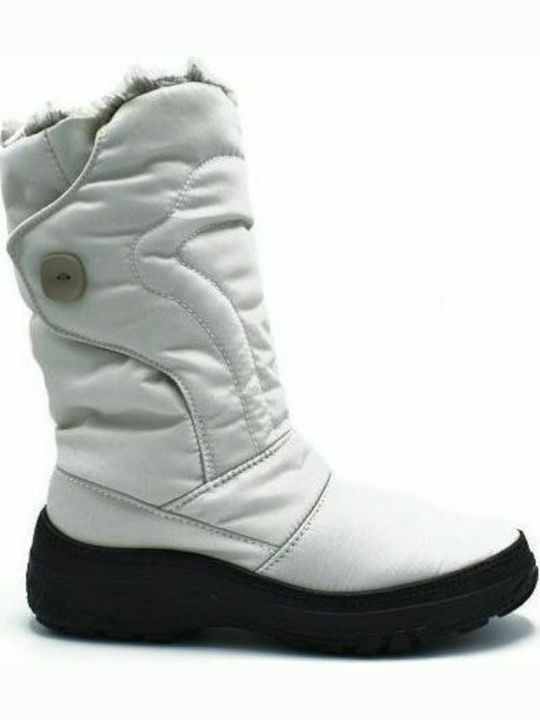 Adam's Shoes Γυναικείες Μπότες Χιονιού με Γούνα Off White
