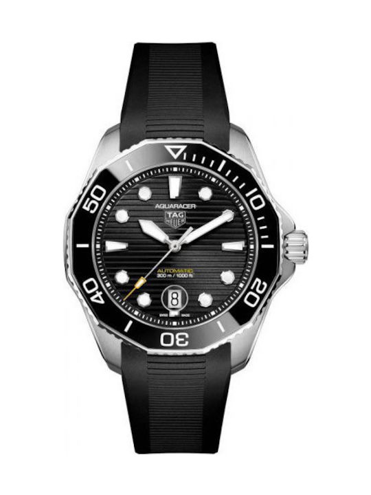 TAG Heuer Aquaracer Professional 300 Ρολόι Αυτόματο με Καουτσούκ Λουράκι σε Μαύρο χρώμα