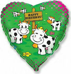 Balloon Foil Birthday-Celebration Heart Green Αγελαδίτσες 46cm