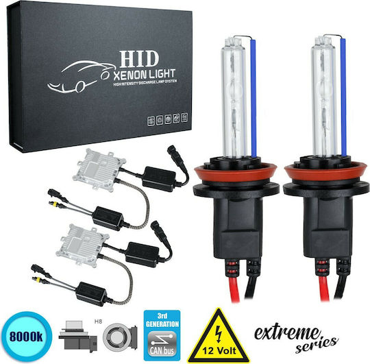 GloboStar Car Xenon Kit Extreme Series H8 CAN Bus 110W 9-16V 8000K Cold White