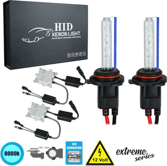 GloboStar Car Xenon Kit Extreme Series HB3-9005 CAN Bus 110W 9-16V 8000K Cold White