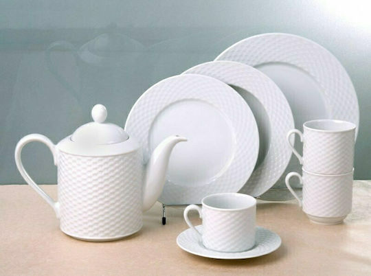 Cryspo Trio Polo Set Căni Ceai Din porțelan Albe 230ml 6buc