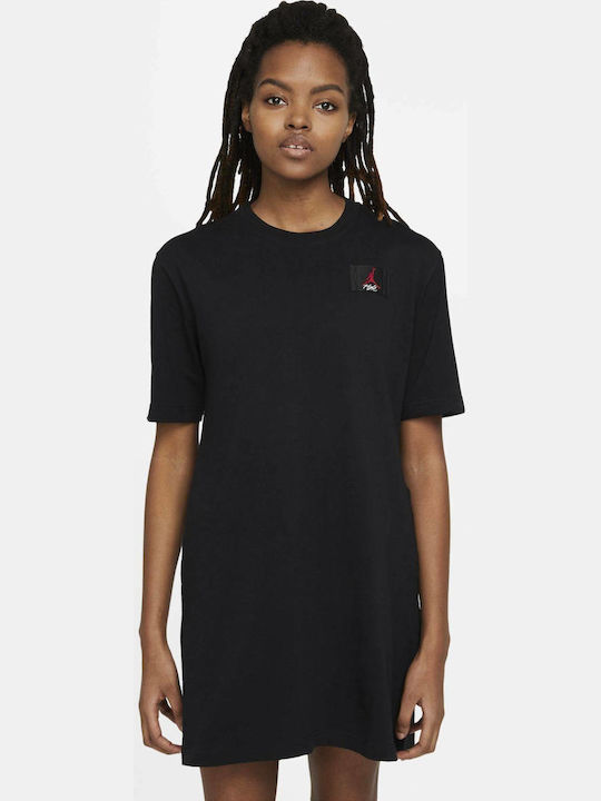 Jordan Essentials Καλοκαιρινό Mini Αθλητικό Φόρεμα T-shirt Κοντομάνικο Μαύρο
