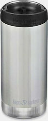 Klean Kanteen TKWide Glass Thermos Stainless Steel BPA Free Silver 350ml with Loop 1008301