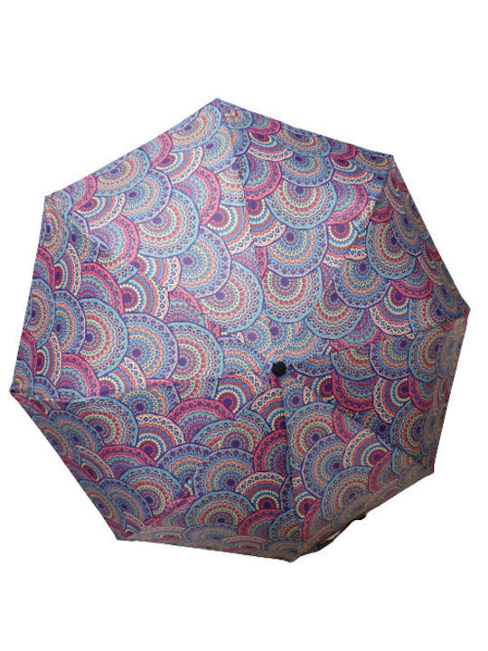 ANTIANEMIC mini umbrella 3-fold automatic 55cm, fiberglass frame-purple, yellow, green stained glass