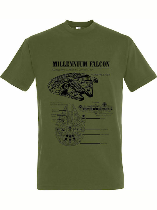 T-shirt unisex "Millennium Falcon Anatomie, Star Wars", Helles Armee