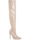 Damenstiefel aus Lackleder mit hohem Absatz Beige
