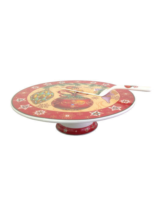Etoile Ornament de masă de Crăciun Stand de tort Roșu cu spatula