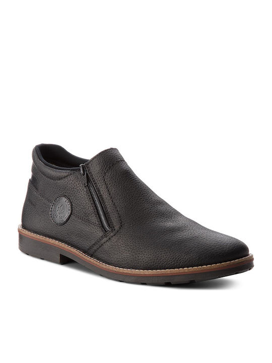 Piele Negru Ghete barbati cu fermoar