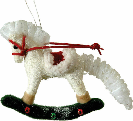 Hanging Ornament Ηorse Plastic White 16x14cm