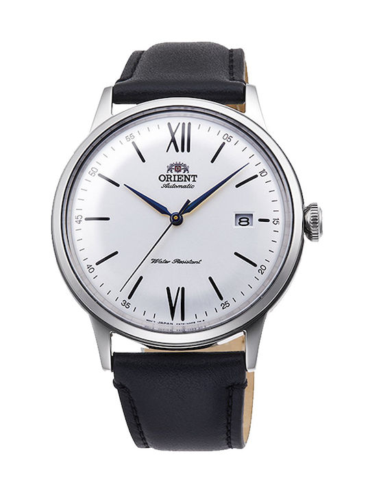 Orient Ρολόι Αυτόματο με Δερμάτινο Λουράκι σε Μαύρο χρώμα