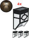 GloboStar Set of 4 Wall Solar Lights Lanterns 1W 100lm Warm White 3000K with Photocell IP65