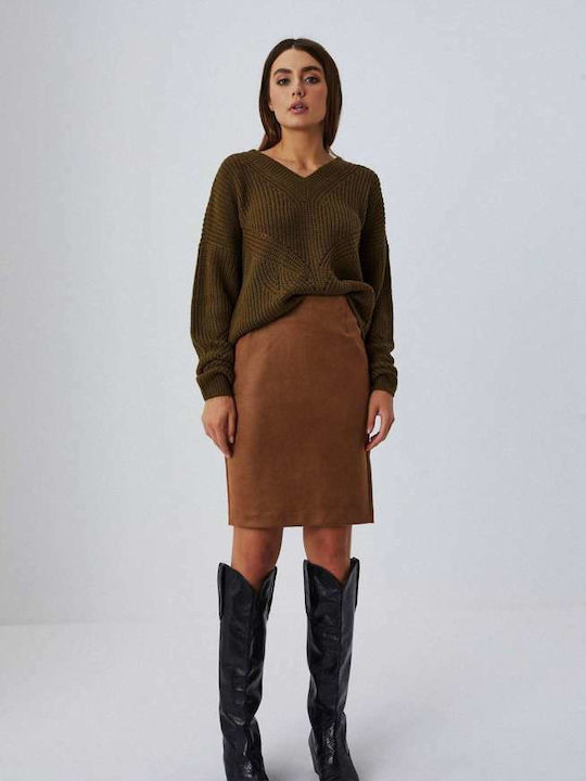Suede type skirt with zipper