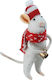 Hängendes Ornament Maus Weiß 4x13cm