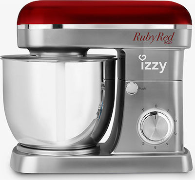 Izzy IZ-1501 Κουζινομηχανή 1300W με Ανοξείδωτο Κάδο 5lt Ruby Red