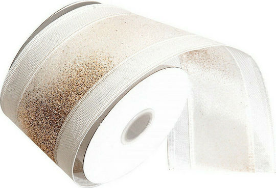Lianos Weihnachtliche Farbband Stoff Silber 1Stück Glitzer
