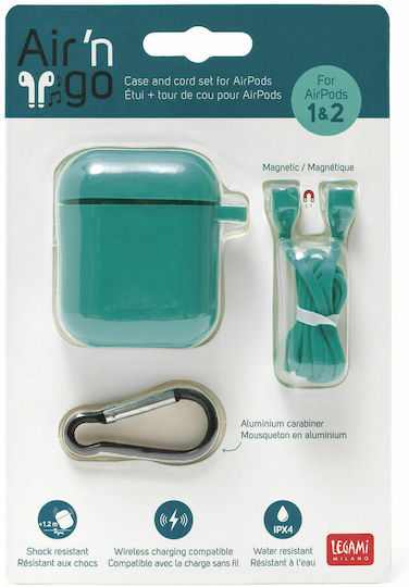 Legami Milano 'n Go Kit Set with Hook in Turquoise color for Apple AirPods 1 / AirPods 2