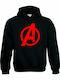 Avengers Logo Φούτερ με Κουκούλα σε Μαύρο χρώμα
