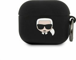 Karl Lagerfeld Karl Head Θήκη Σιλικόνης με Γάντζο σε Μαύρο χρώμα για Apple AirPods 3