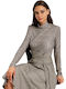 Toi&Moi Women's Blouse Long Sleeve Turtleneck Checked Multicolour