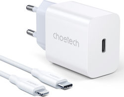 Choetech Charger with USB-C Port and Cable USB-C - Lightning 20W Power Delivery Whites (PD5005)