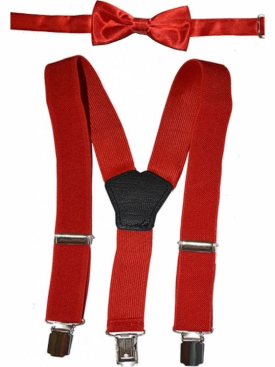 Energiers Bow Tie And Suspenders Set Комплект Папийон с Тиранти Червен