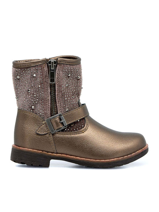 Kids Boots with Zipper Gold