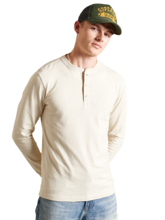Superdry Ανδρική Μπλούζα με Κουμπιά Μακρυμάνικη Λευκή