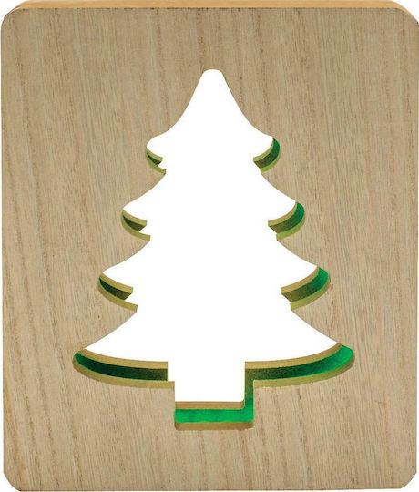 Christmas Decorative Illuminated Wood Tree 19cm Beige