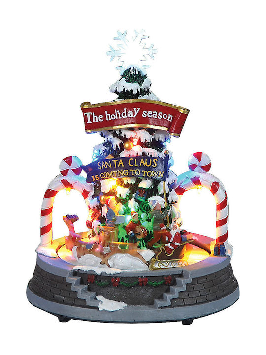 Lianos Christmas Illuminated Decorative Ceramic Village with Music and Movement 26x19x19cm.