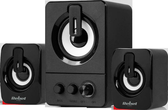 Rebel COMP CS-50 Ηχεία Υπολογιστή 2.1 με Ισχύ 11W Μαύρα