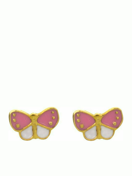 Paraxenies Gold Plated Silver Studs Kids Earrings Butterflies